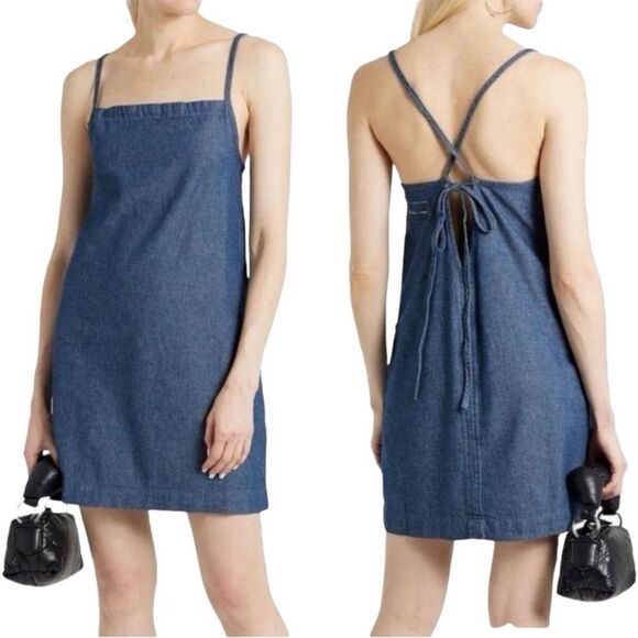 Rag & Bone Denim Tie Back Cotton Dress, NWT - Picture 2 of 6